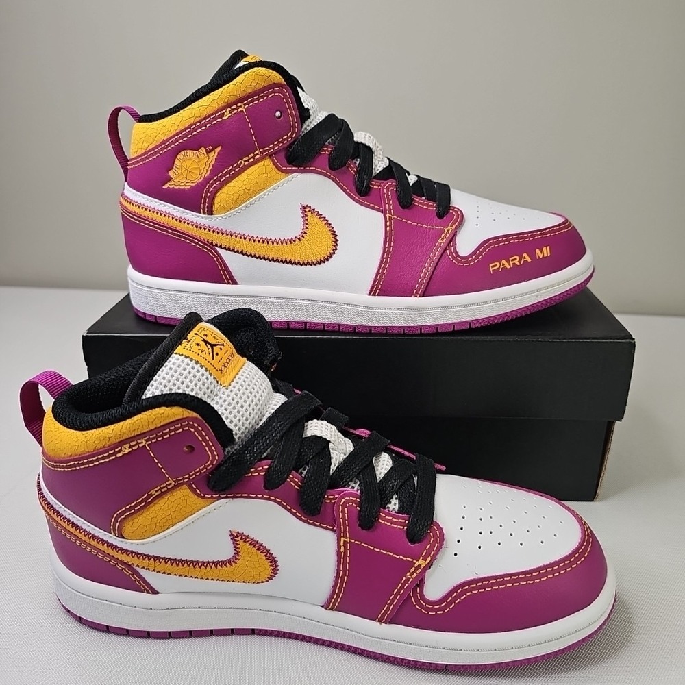 3Y 4.5W Nike Air Jordan 1 Mid Dia De Los Muertos DC0499-100 New In Box - Picture 2 of 11